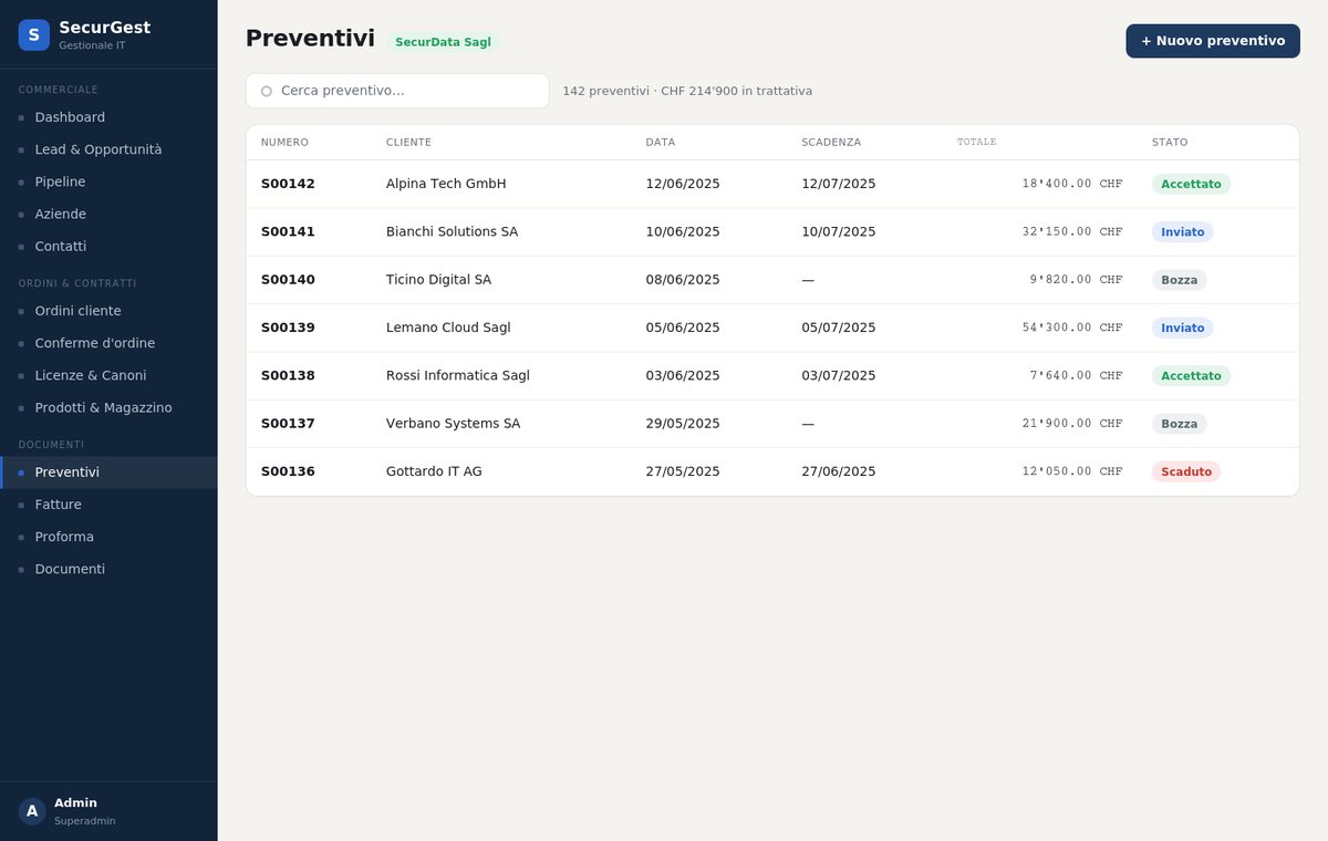 Documenti: preventivi e fatture in SecurGest